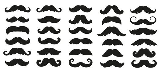 Set Of Mustache On White Background