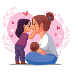 “Happy Mother's Day” vector illustration design of a mother's love for her child