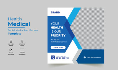 Medical healthcare social media  and web post template design