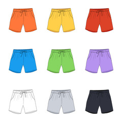 Color shorts set illustration on white background