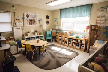 a cozy and inviting classroom with lots of personal touches, created with generative ai