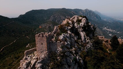 Fototapeta na wymiar Saint Hilarion Castle in Kyrenia, North Cyprus on sunny day with clear sky