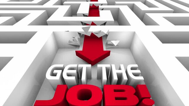 Get the Job Maze Challenge Obstacle Find New Work Opportunity 3d Animation
