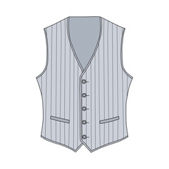 Grey color classic style vest sketch illustration on white background