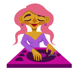 Ilustración infantil de chica DJ feliz 