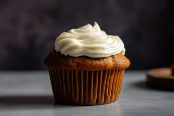 a single muffin, topped with a rich and fluffy cream cheese frosting, created with generative ai