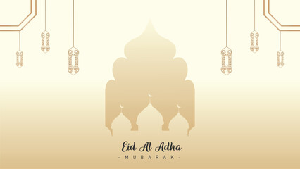 Minimalist and modern Eid al-Adha celebration poster background design