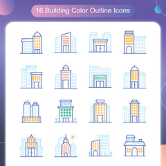 Building Vector Outline icon Set 01