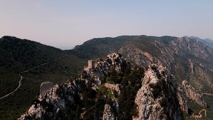 Saint Hilarion Castle in Kyrenia, North Cyprus on sunny day with clear sky