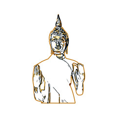 sketch of a buddha statue with a transparent background