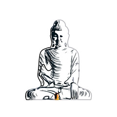 sketch of a buddha statue with a transparent background