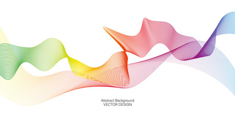 Vector wave lines smooth flowing dynamic colorful spectrum gradient isolated on white background for concept of technology, digital, communication, science, music.