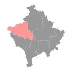 Fototapeta na wymiar Peja district map, districts of Kosovo. Vector illustration.