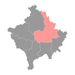 Pristina district map, districts of Kosovo. Vector illustration.