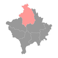 Mitrovica district map, districts of Kosovo. Vector illustration.