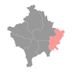 Gjilan district map, districts of Kosovo. Vector illustration.