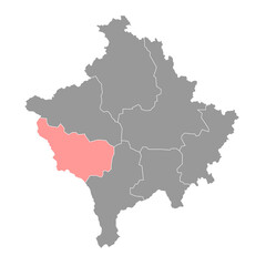 Gjakova district map, districts of Kosovo. Vector illustration.