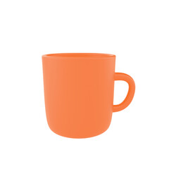 3d photo realistic orange cup icon mockup rendering. Design Template for Mock Up. ceramic clean mug with a matte effect isolated on white background with clipping path