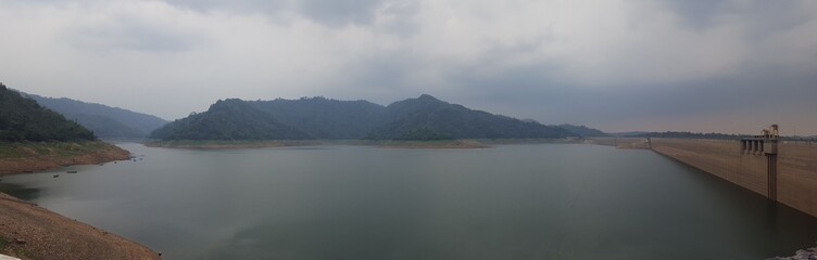 lake and mountains in the morning