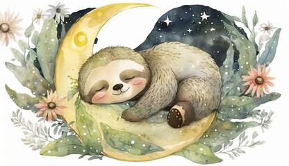 sloth sleeping on the moon Generative AI