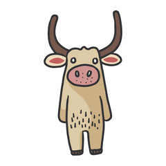 carabao monster cartoon mascot character. Vector Flat web design element for website or app, graphic design, logo, web site, social media, mobile app, ui illustration.