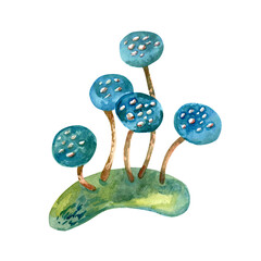 Watercolor mushrooms on a white background. Hand-drawn illustration.