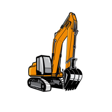 vector heavy equipment excavator land clearing digging build ready logo EPS vector isolated