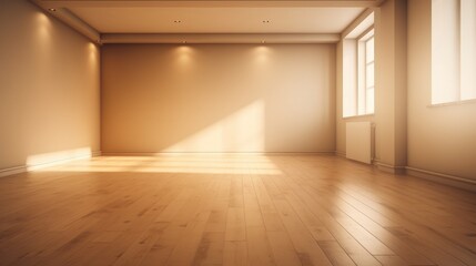 Obraz premium A shadow from a window in an empty room with brown walls. Design and interior of the room. Generative AI