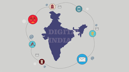 Digital India Map Concept