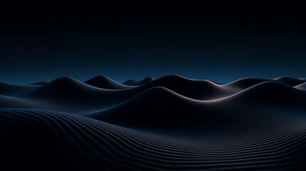 Mountains waving landscape with dark illustration for background template. Ai generative