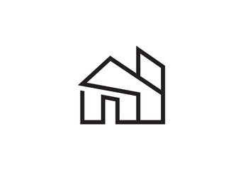 house with building. roof construction logo design