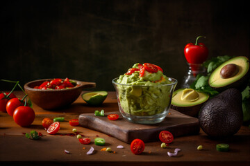 Delicious Homemade Guacamole: Fresh and Flavorful Avocado Dip. AI generated