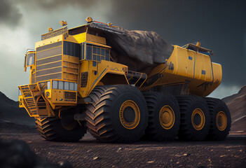 illustration of dig a coal mine underground for mining mineral ,hard work industrial concept. ai