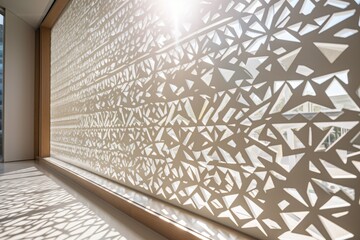window with intricate tessellation pattern, bringing brightness and warmth to room, created with generative ai