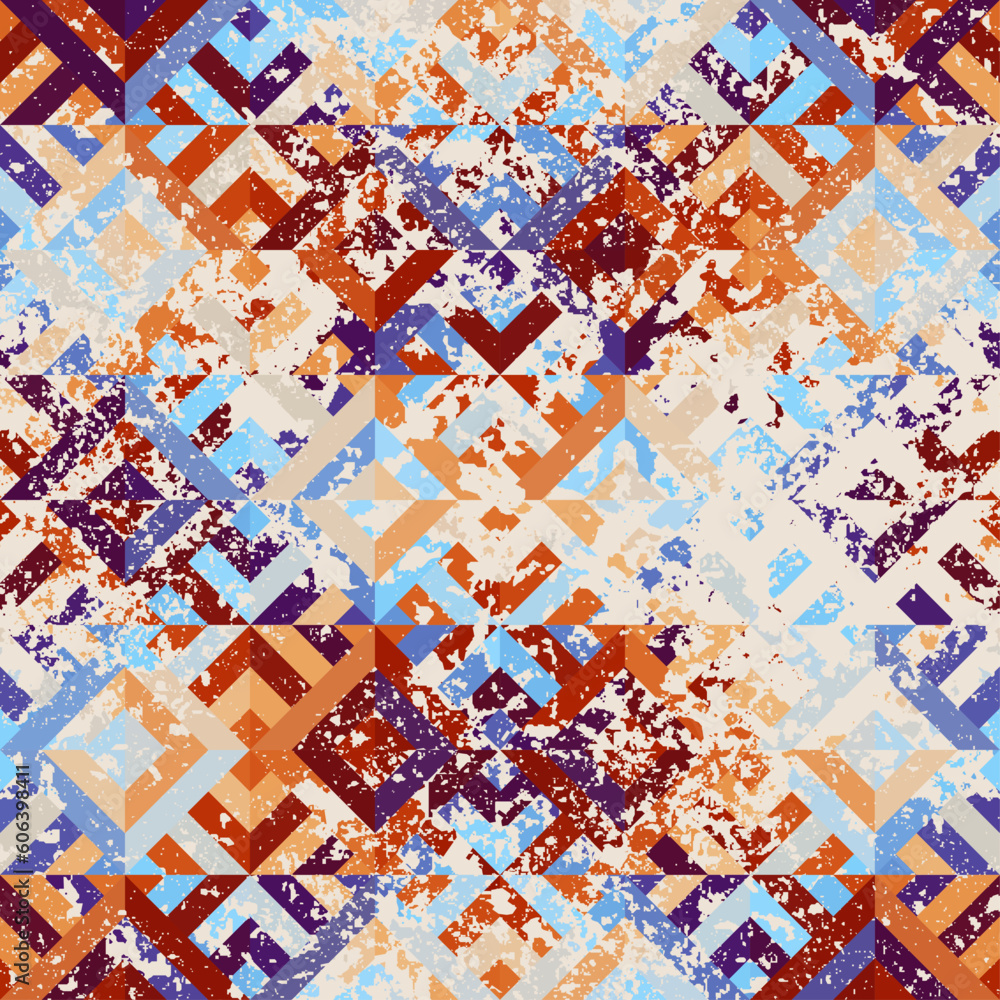 Poster Geometric abstract triangles grunge pattern. Seamless vector image.