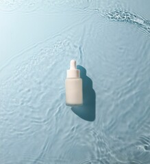 Bottle of sunscreen spray on a pastel background with space for text and design elements