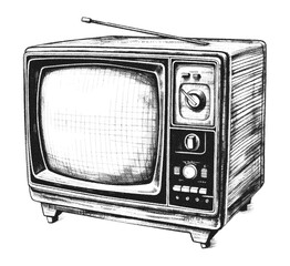 Hand drawn television. Retro halftone collage element. Vector illustration of grunge art templates. Dotted pop art vintage style. 