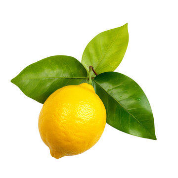 lemon with leaves isolated created with Generative AI