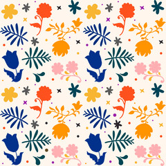 Naklejka na ściany i meble Vintage floral seamless pattern with rose flowers. Element for design. Hand-drawn contour lines and strokes. 