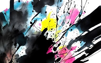 Ink Colorful Splashes Background