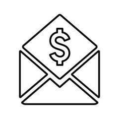 Fototapeta premium Money report, email payment icon. Line, outline symbol.