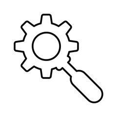 Magnifier, optimization icon. Line icon, outline symbol.