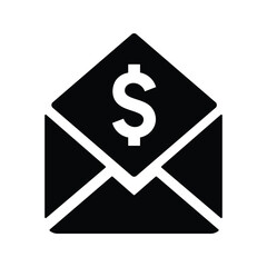 Money report, email payment icon.