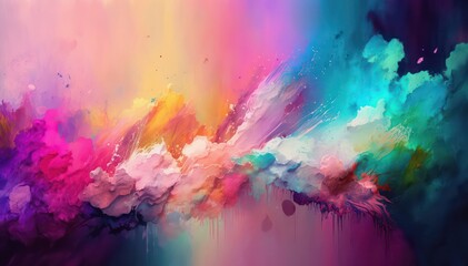 Obraz na płótnie Canvas Rainbow abstract oil painting background. Generative AI.