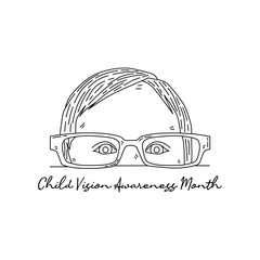 line art of child vision awareness month good for child vision awareness month celebrate. line art. illustration.