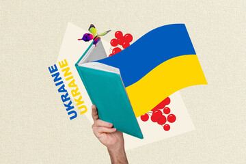 Drawing poster banner collage of people reading ukrainian folklore literature author kobzar book...