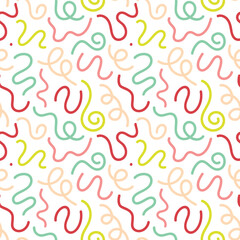 Colorful line doodle seamless pattern. Modern abstract color backdrop