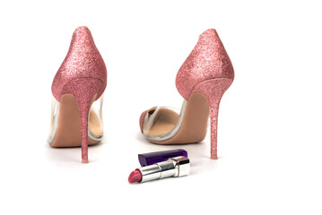 Gold digger woman weapons. High heels and lipstick