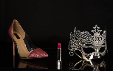 Gold digger woman weapons. High heels and lipstick