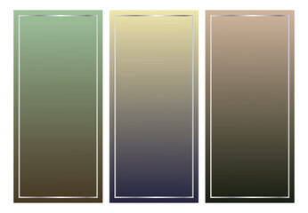 Mobile screen gradient. Silver frame on dark gradient background. blue green pink yellow smooth vector